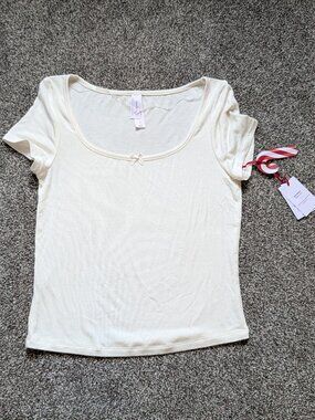 Auden Women's Ribbed Short Sleeve Shirt sz small